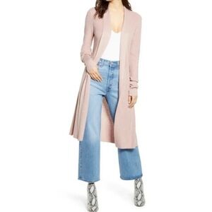 Leith Womens Sz S Dusty Pink Long Duster Cardigan Sweater